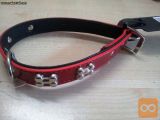 Ovratnica Za Psa Usnjena Črno/rdeča Z Okraski 20Mm*40Cm