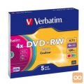 MEDIJ DVD+RW VERBATIM 5PK ozke barvne škatlice (43297)