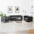 Komplet chesterfield kavčev 3 kosi obloga iz blaga temno