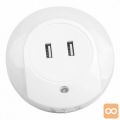 LED nočna lučka s senzorjem 2xUSB polnilec 1500K